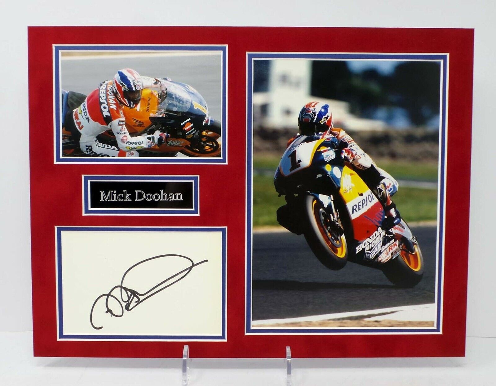 Mick DOOHAN Signed Mounted 16x12 Photo Poster painting Display AFTAL RD COA Team Honda Champion