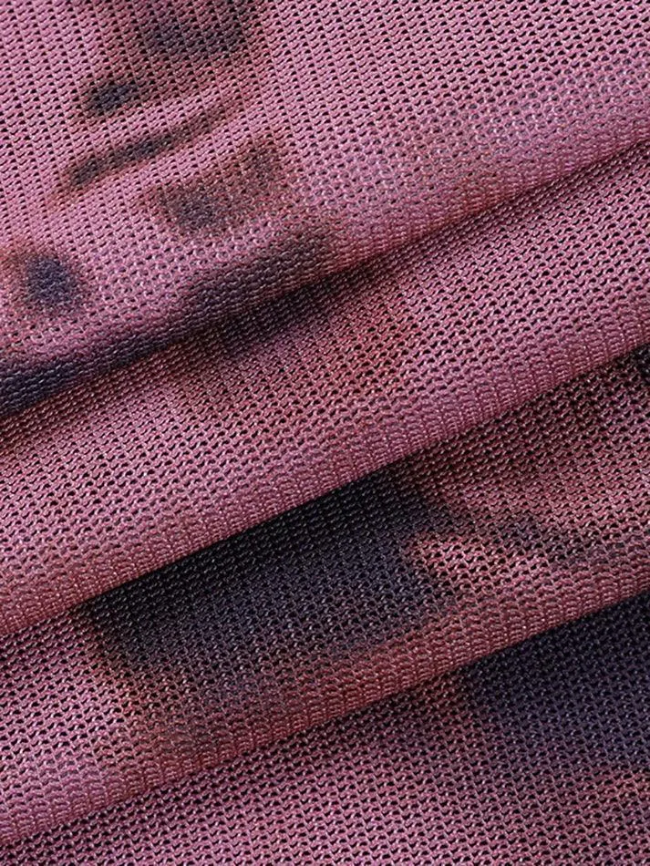 Brownm Tie-Dye Mesh Mini Skirt
