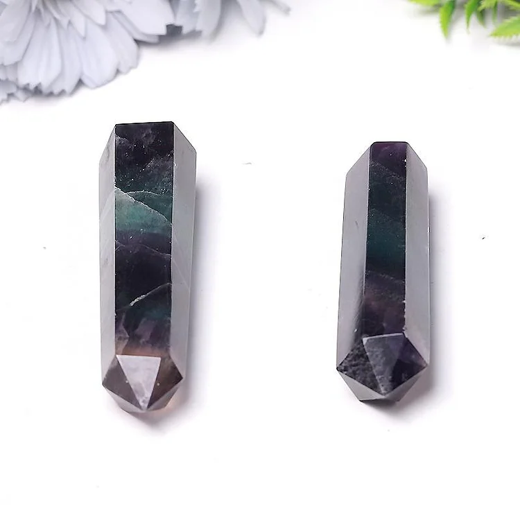 Natural Rainbow Fluorite Double Towers Points Bulk Crystal Double Towers For Decoration For Gift