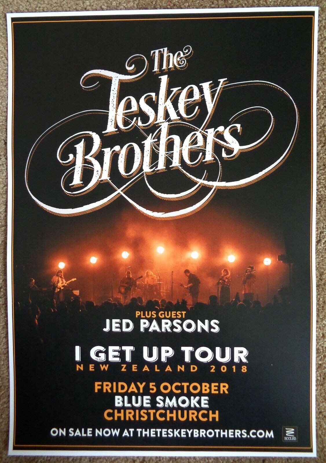 TESKEY BROTHERS 2018 Gig POSTER Christchurch New Zealand Concert