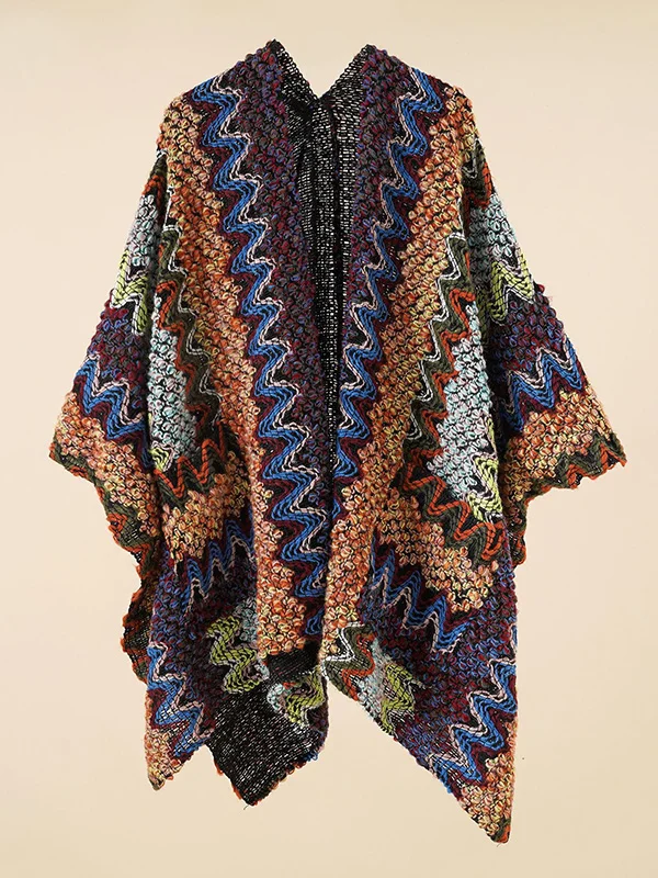 Casual Loose Patchwork Shawl&Cloak