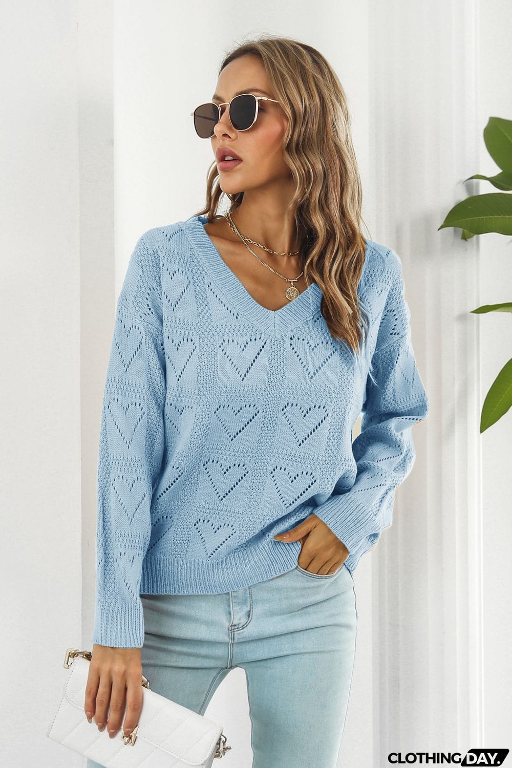 V-Neck Drop Shoulder Sweater
