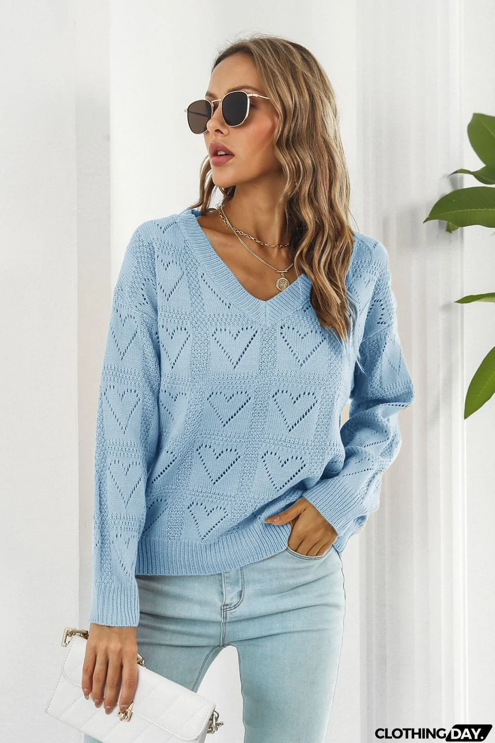 V-Neck Drop Shoulder Sweater