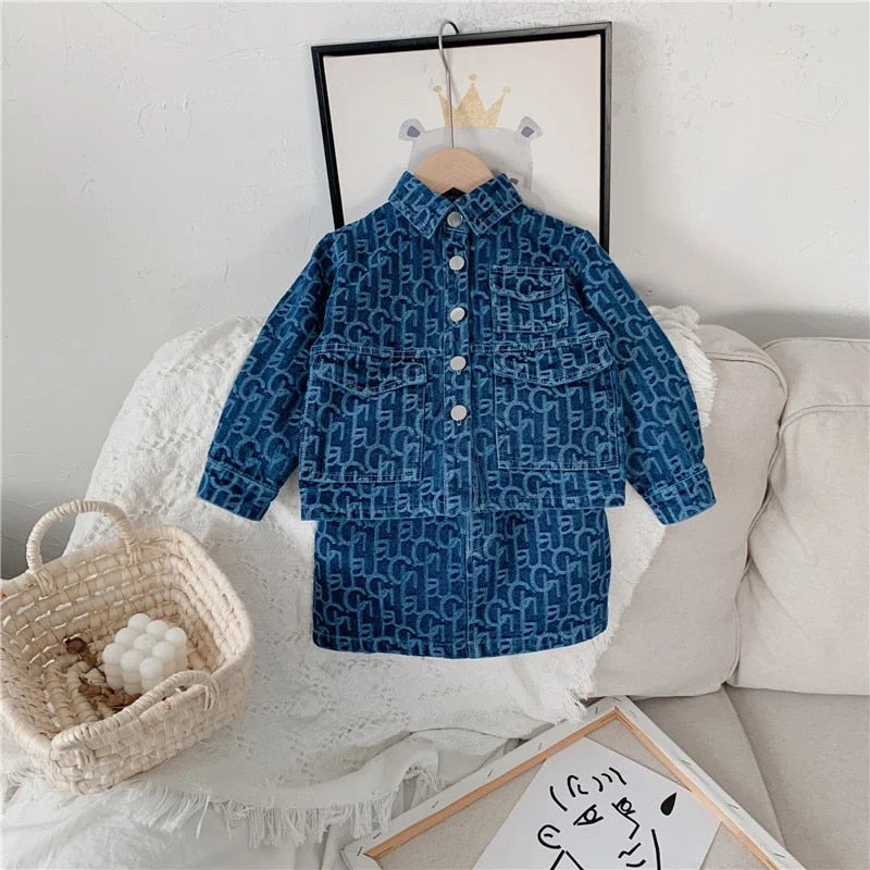 Baby Girl Jean Clothes Set Cotton Infant Toddler Kid Denim Jacket+Skirt 2PCS Spring Autumn Summer Clothing sets Outfit 1-10Y