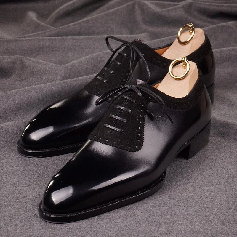 Black Splicing Suede Dress Shoes