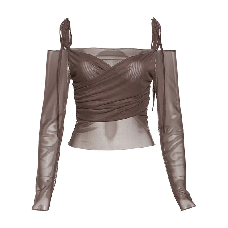 Uveng 2023 Summer New Women's Fashion Pure Color Slings Sexy Bare Back Repair Umbilly Long-Sleeved Vest