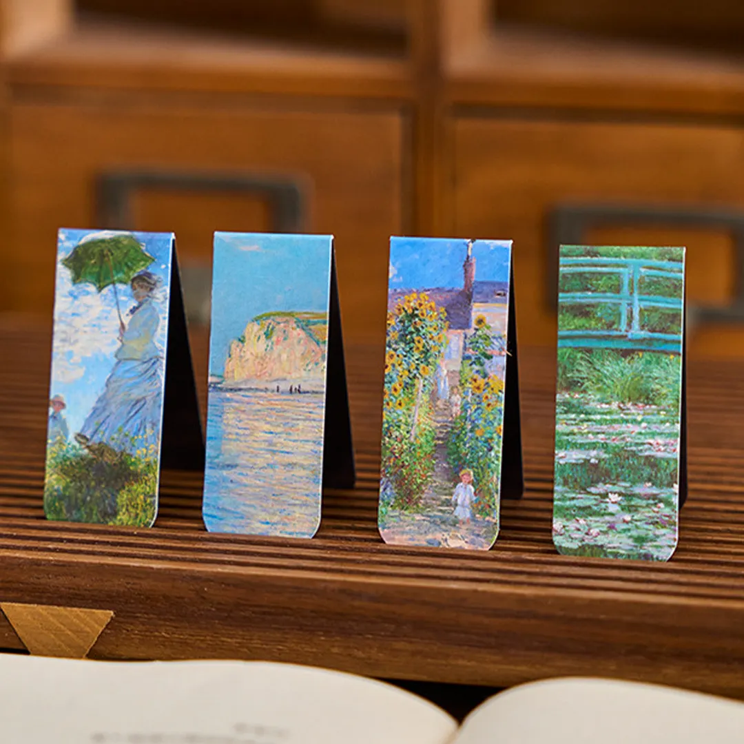 12Pcs Magnetic Art Painting Bookmark Reusable Art Works Page Clip with Strong Magnet Double-Sided for Students Home Office Reading Supplies (Style B)