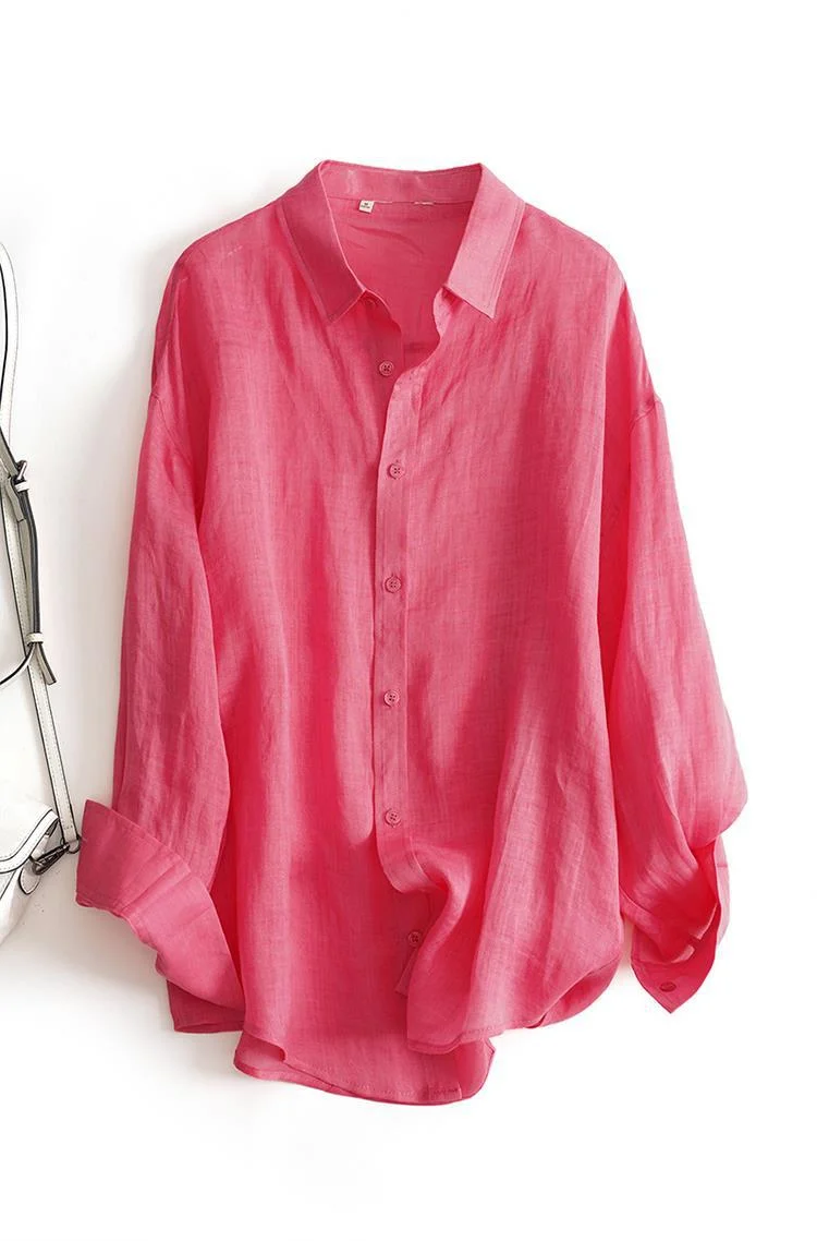 Athvotar Athvotar New Women's Spring And Summer Comfortable Cotton Long Sleeve Sunscreen Shirt Thin Loose Air-Conditioning Shirt Casual Shirt Jacket