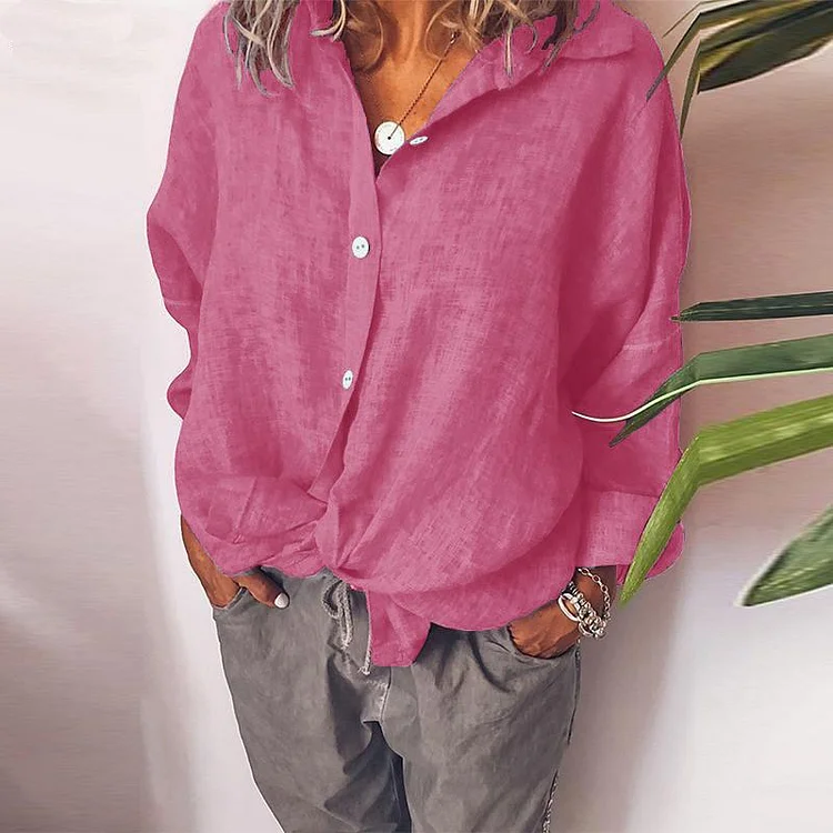 Women casual linen shirt blouse
