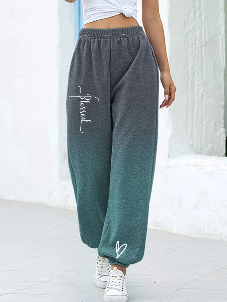 Fashion Ombre Letter Print Sweatpants Women