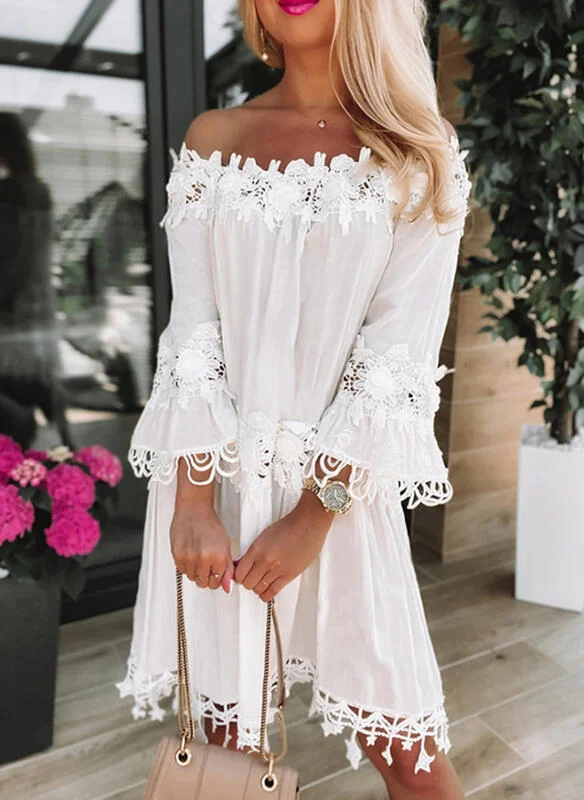 Brownm Graceful Slouchy Classy Tube Off-shoulder Dresses