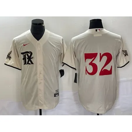 Men's Texas Rangers #32 Evan Carter Cream 2023 City Connect Stitched Baseball  Jersey