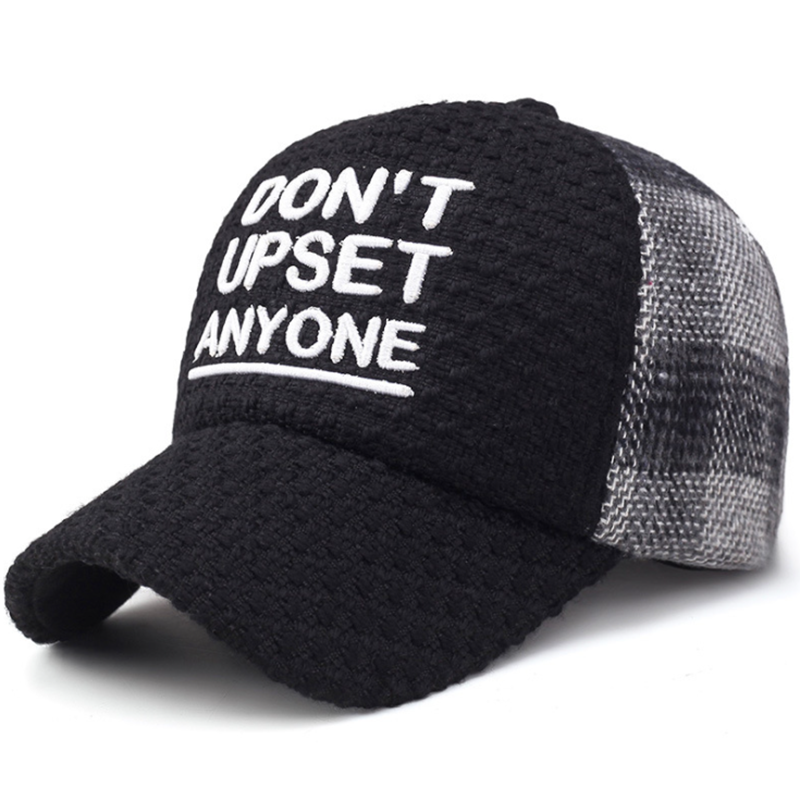 Letter Embroidered Plaid Stitching Baseball Cap