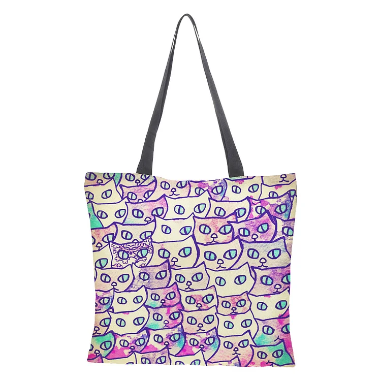 Linen Eco-friendly Tote Bag - Cat