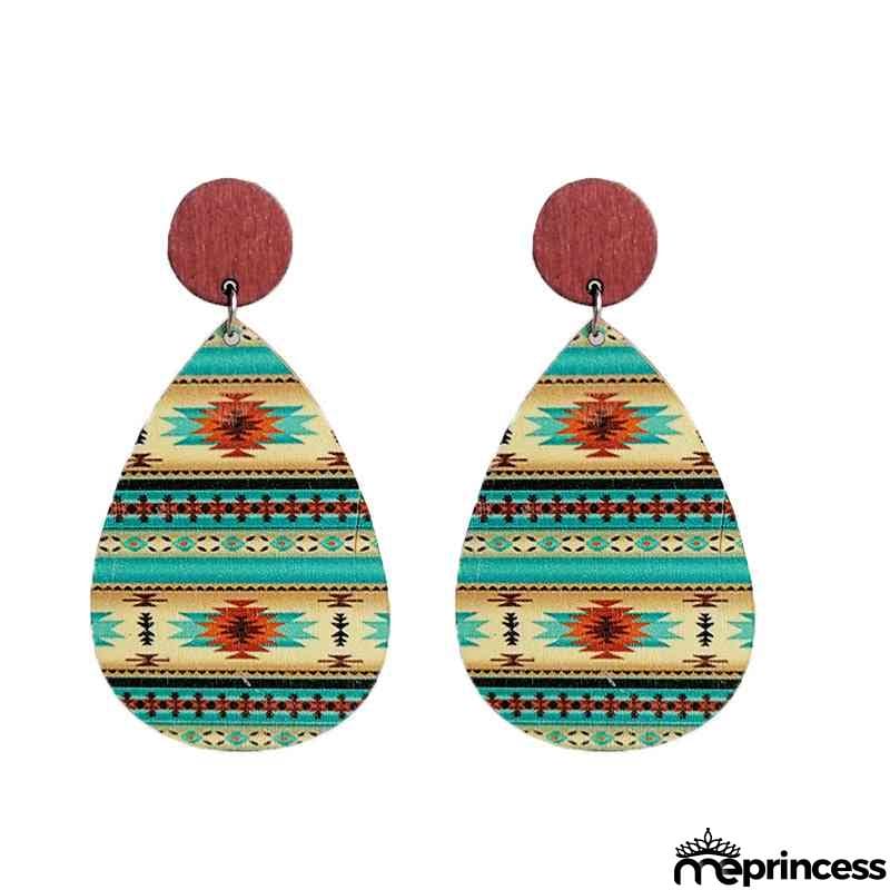 Geometric Wood Teardrop Earrings