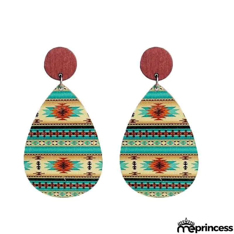 Geometric Wood Teardrop Earrings
