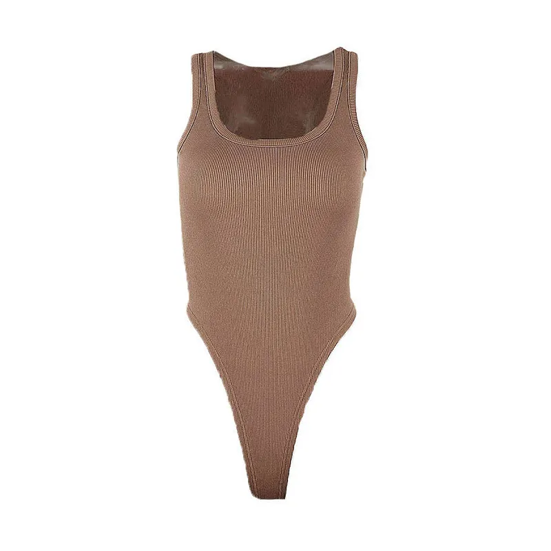 Churchf Churchf Style 2024 Summer Women's Solid Color Slim U-Neck Sleeveless Vest Jumpsuit