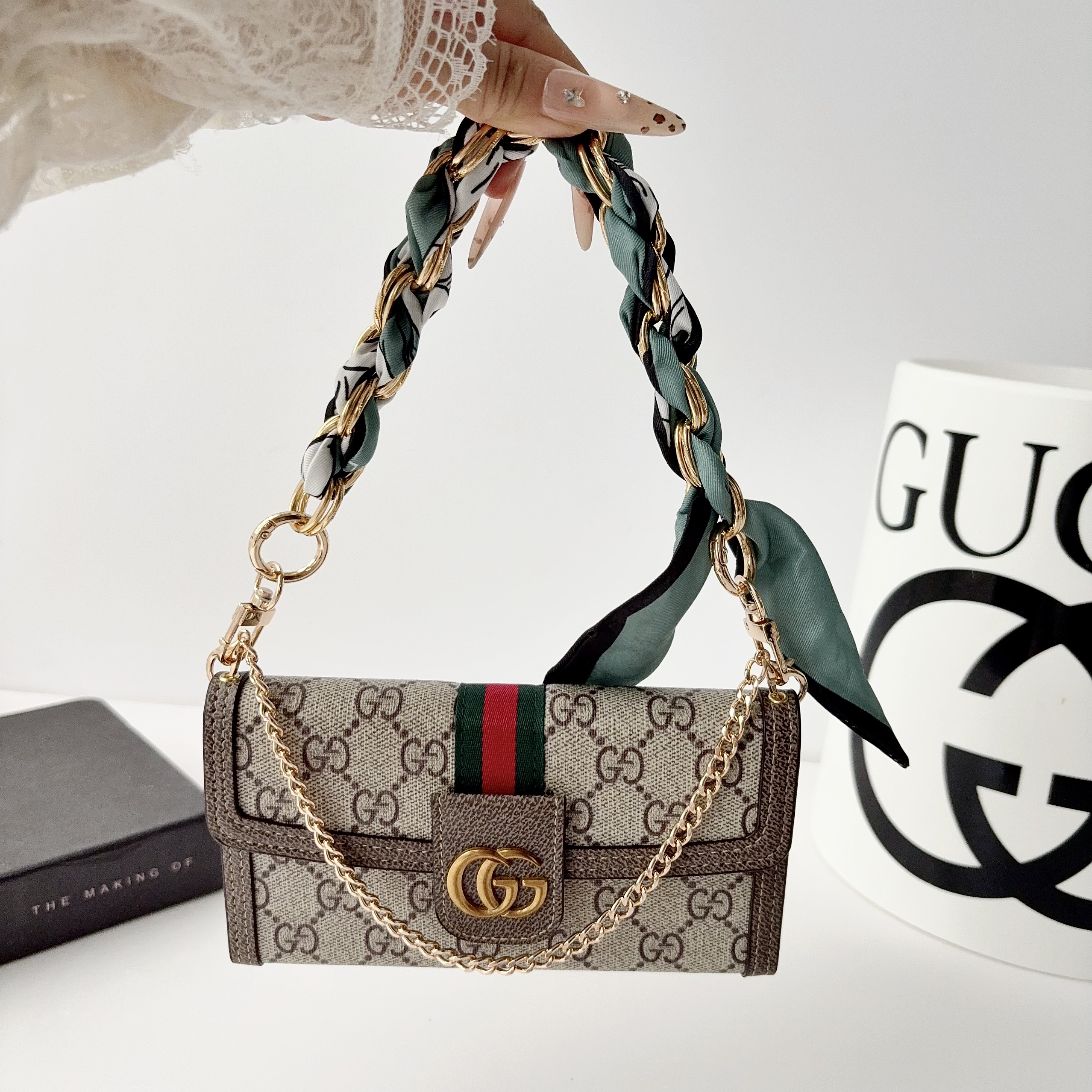 Gucci GG Scarf Chain Phone Bag | Luxury Wallet Case for iPhone & Samsung