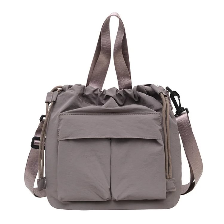 Casual Large Capacity Drawstring Shoulder Bag Women's Tote bag Foldable Crossbody Bags Soft Nylon Material Square Shape сумка 가방