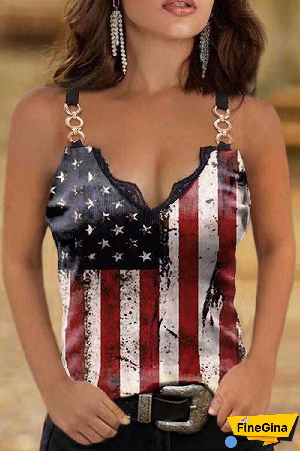 Black Red Sexy Casual Print Backless Spaghetti Strap Tops