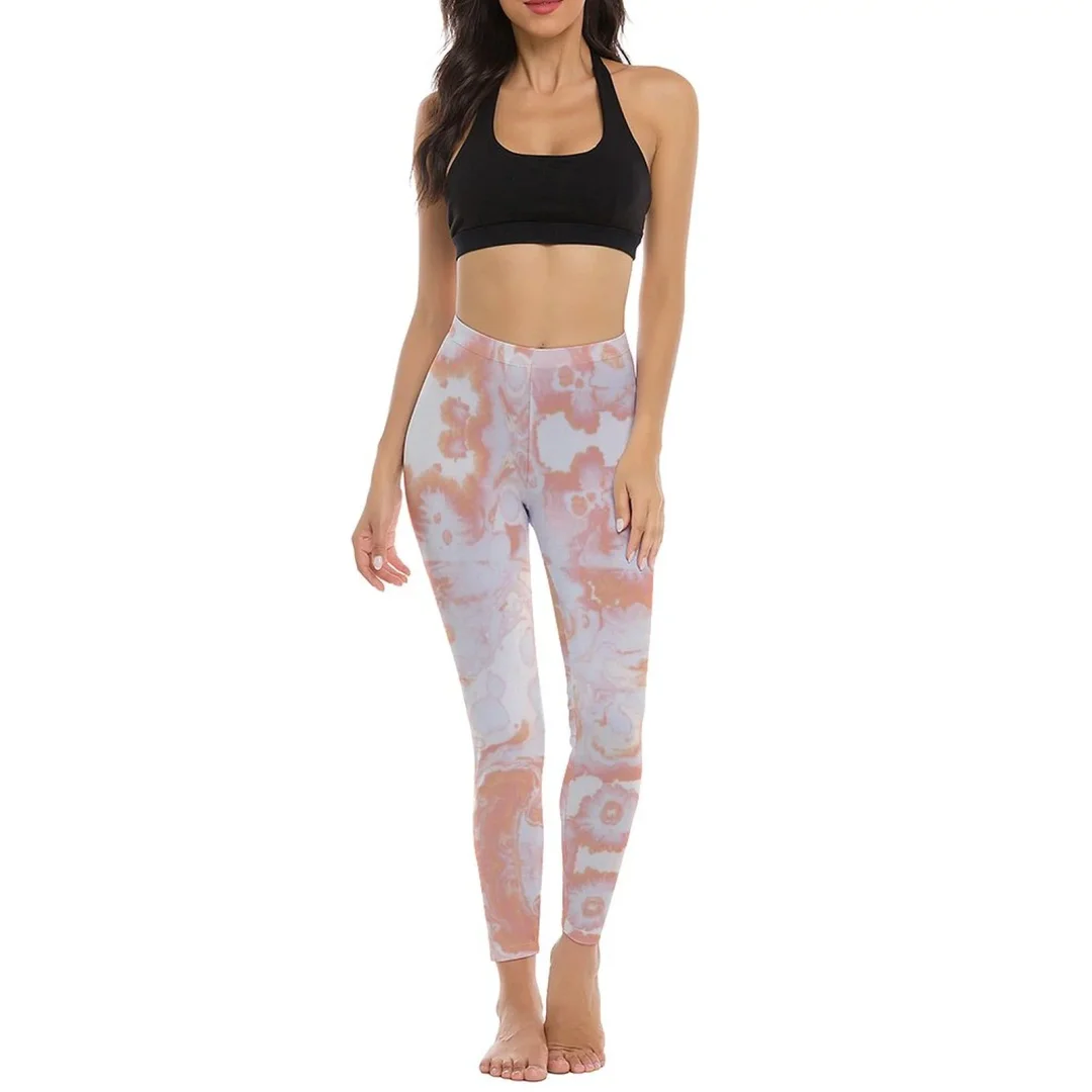 Watercolor Yoga Pants Women High Waist Workout Soft 7/8 Length Athletic Yoga Leggings