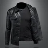 New Men's Lapel Leather Jacket