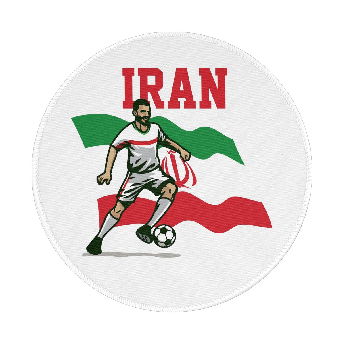 Iran Soccer Player Non-Slip Rubber Round Mouse Pad