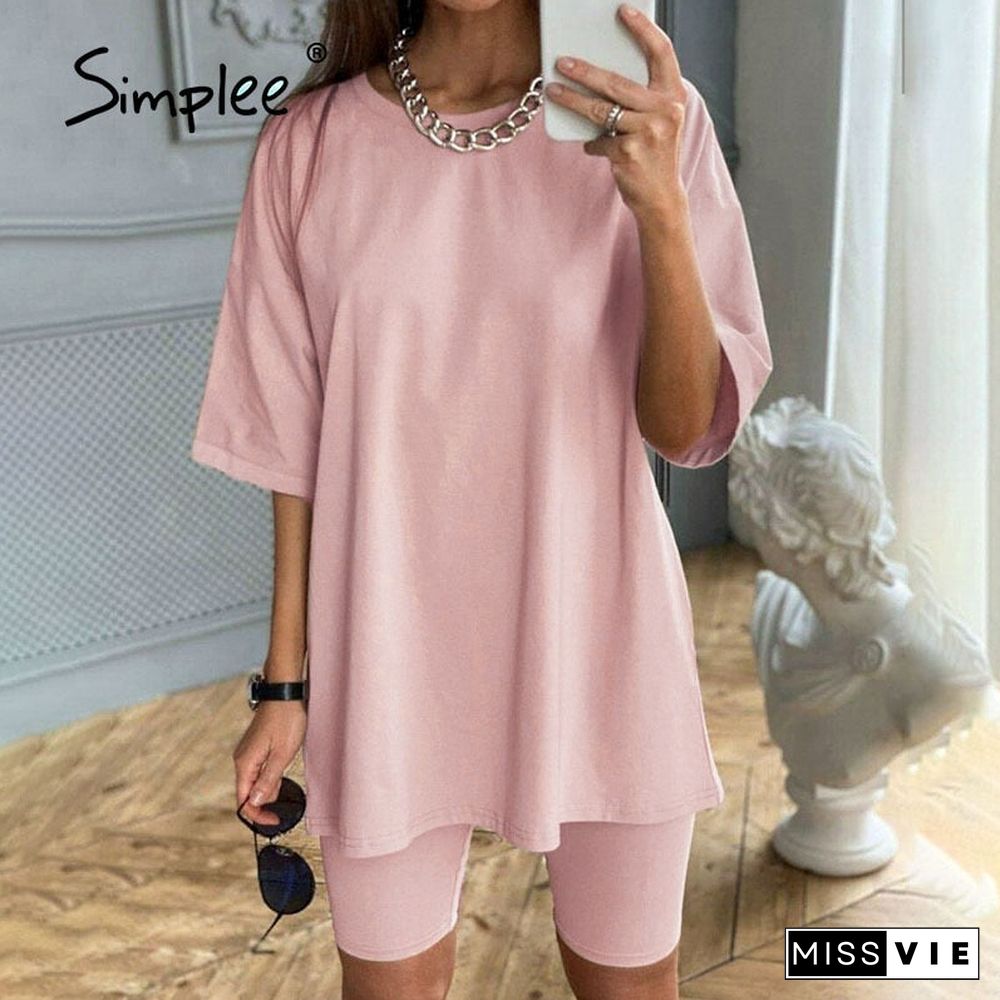 Casual Solid Outfits Women'S Two Piece Suit With Belt Home Loose Sports Tracksuits Fashion Bicycle Summer Hot Suit