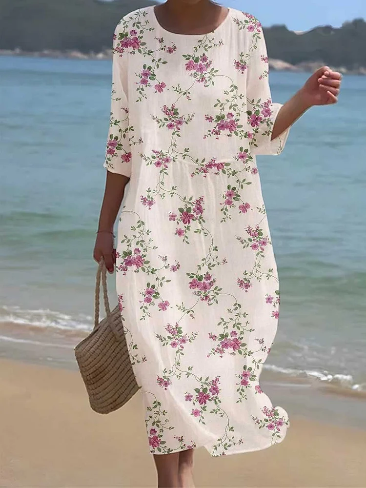 Women's Elegant   Beach Resort Floral Pattern Flowing Dress