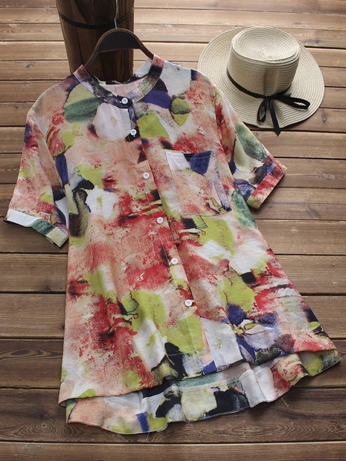 Women Casual Printed Tops Tunic Blouse Shirt