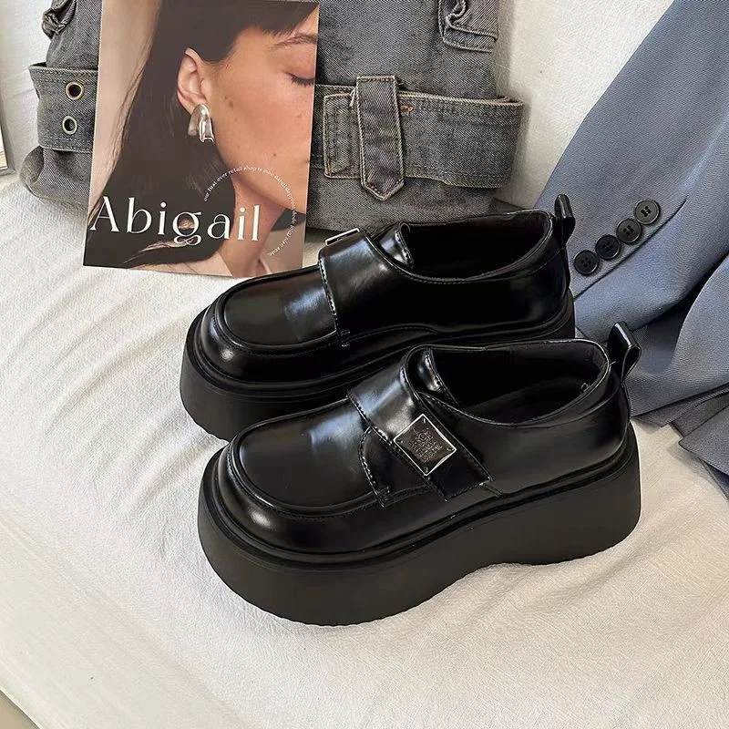 Yyvonne Lefang Shoes Women Spring And Autumn New British Wind Small Leather Shoes JK Single Shoes Small One Foot Pedal Shoes Women