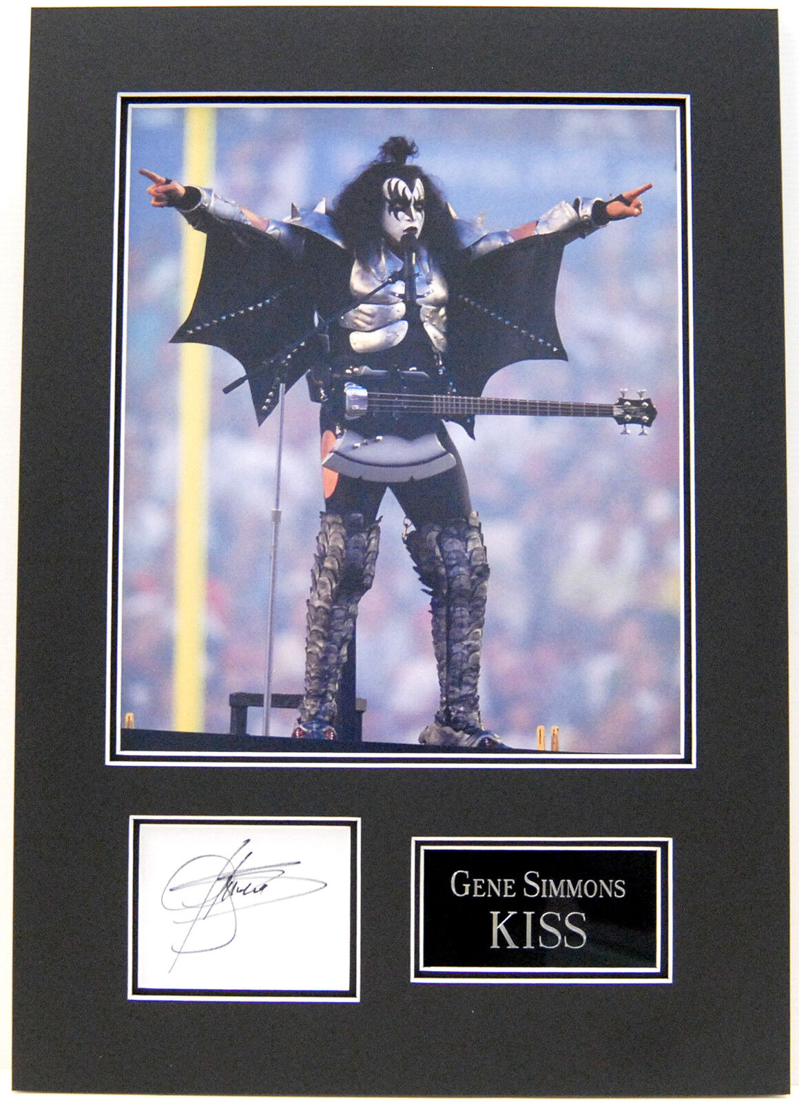 Gene Simmons Genuine Hand Signed Photo Poster painting Mount Display KISS AFTAL COA (A)