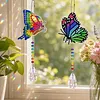 2PCS Butterfly 5D DIY Diamond Painting Wind Chimes Suncatcher Kit Double Sided Diamond Art Kits Suncatcher with Crystal Pendant for Home Wall Window Decor Adults DIY Art Craft