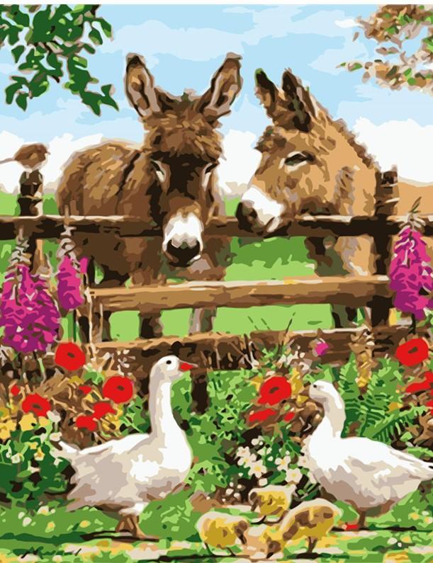 

Donkeys In Farm – Paint By Numbers - 40*50CM, 501 Original
