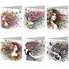 6PCS Diamond Painting Girl Greeting Cards Postcards with Envelopes