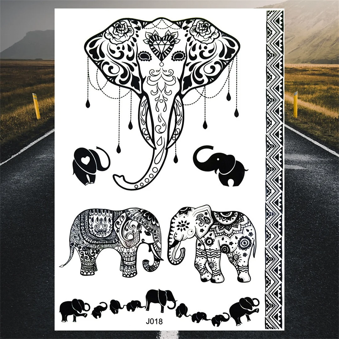 Henna Pendant Temporary Tattoos For Women Undertboob Girls Realistic Butterfly Rose Flower Fake Tattoo Sticker Chest Tatoos