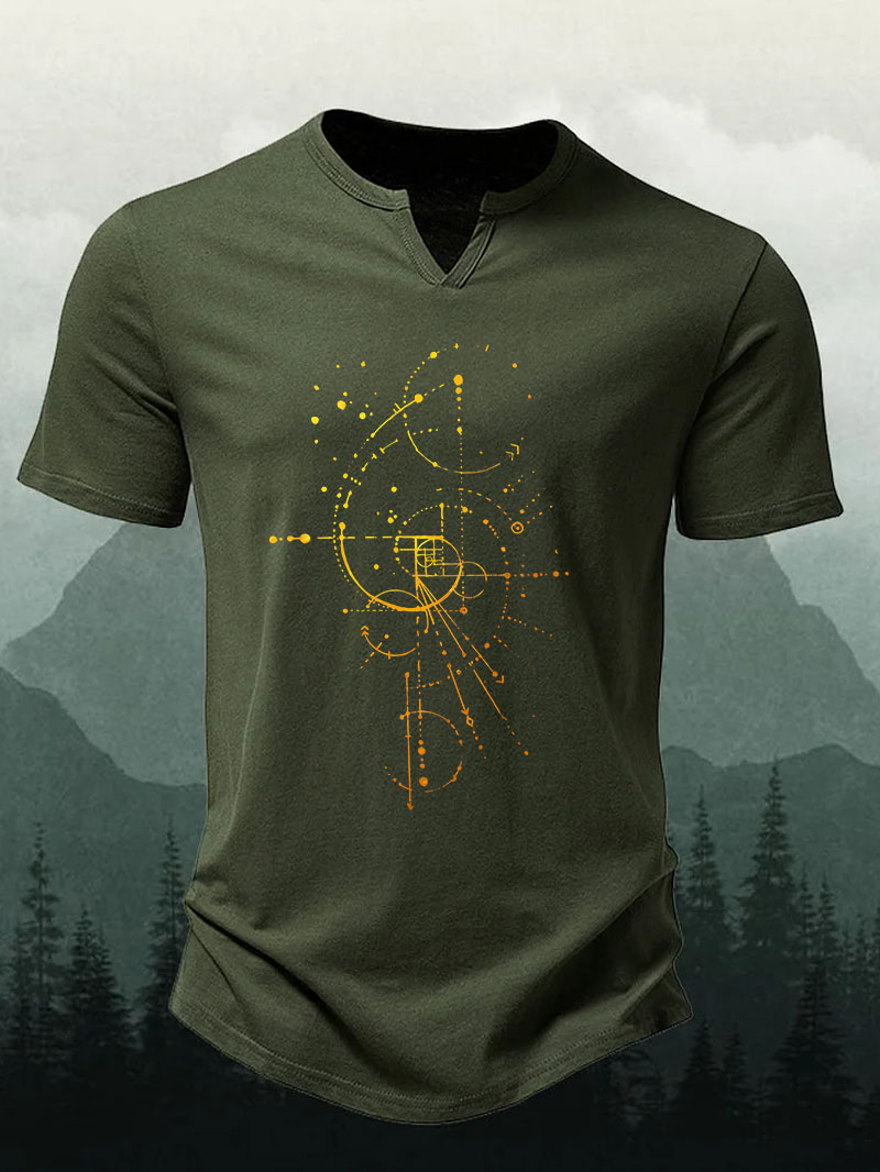 Men's Gold Edition Fibonacci Henry Collar Short-Sleeve Shirt