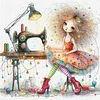 (Multi-Style) Weird Sewing Girl-11CT Stamped Cross Stitch 40*40cm/15.75*15.75in tapestrymarket