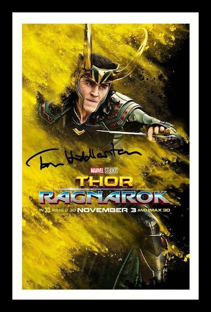 Tom Hiddleston - Thor Ragnorak Autograph Signed & Framed Photo Poster painting