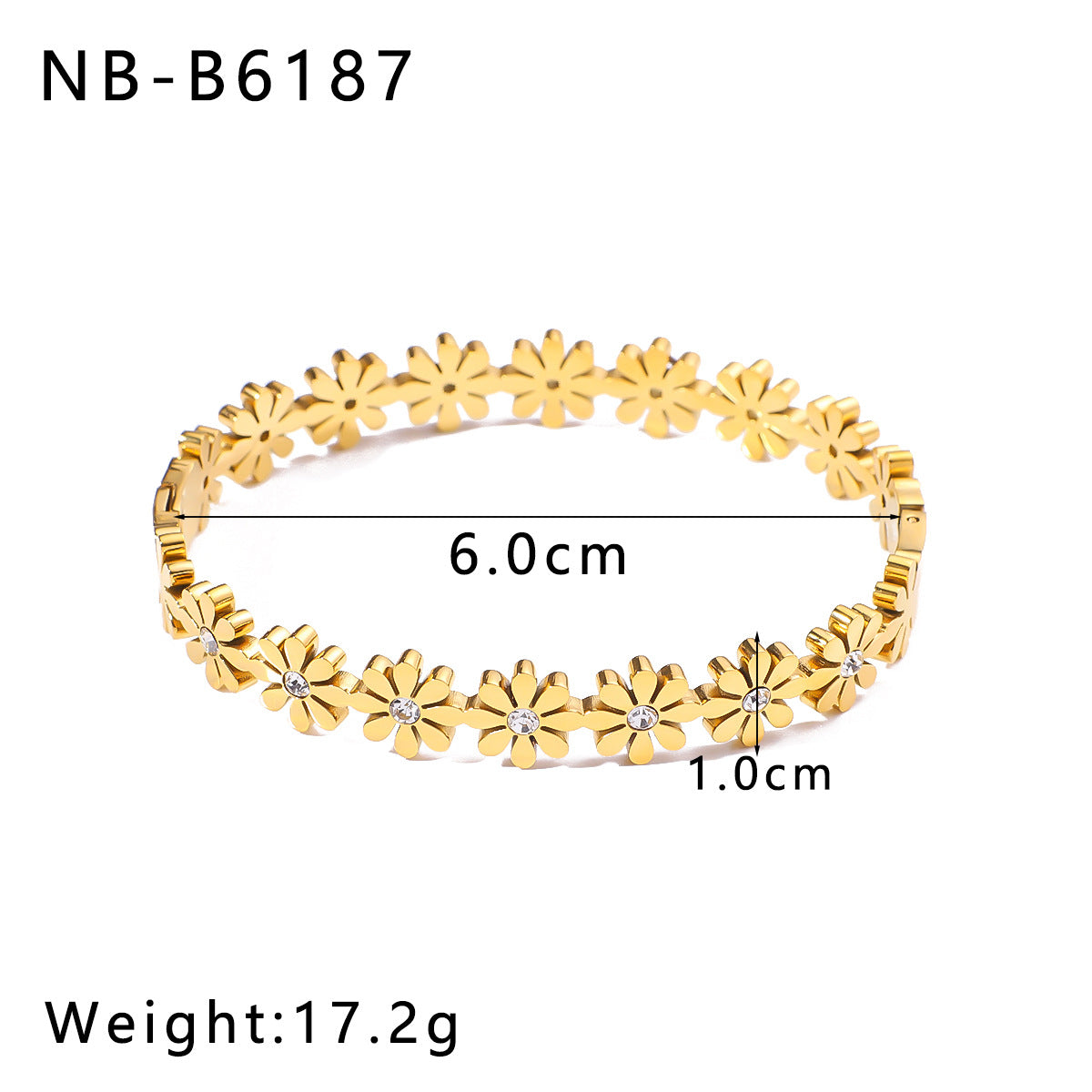 Stainless Steel 18K Gold Plated Bracelet Geometric Buckle Open Bracelet Inlaid With Rhinestones Bracelet