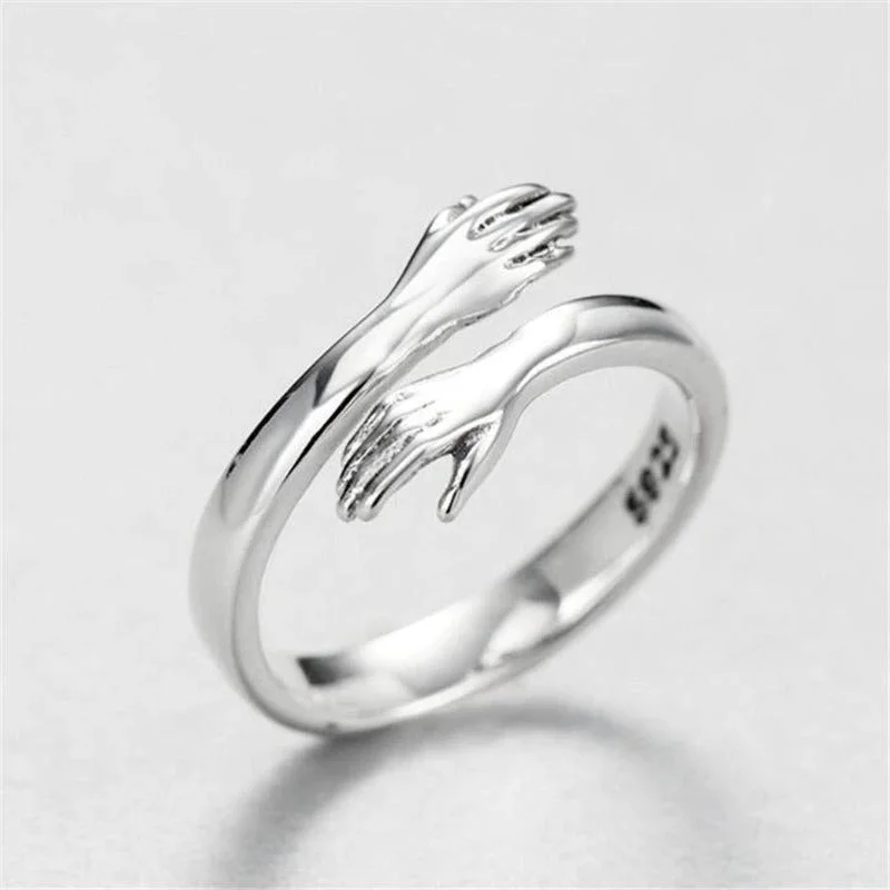 Sterling Silver Adjustable Love Hug Ring