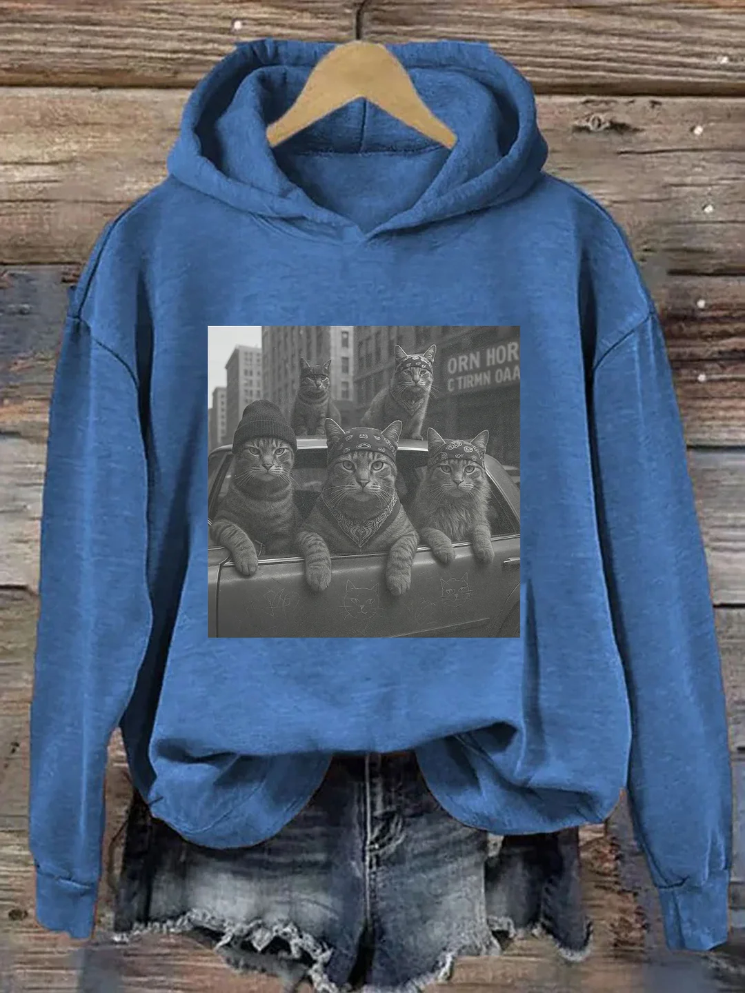 Funny Cat Gang Vintage Hoodie