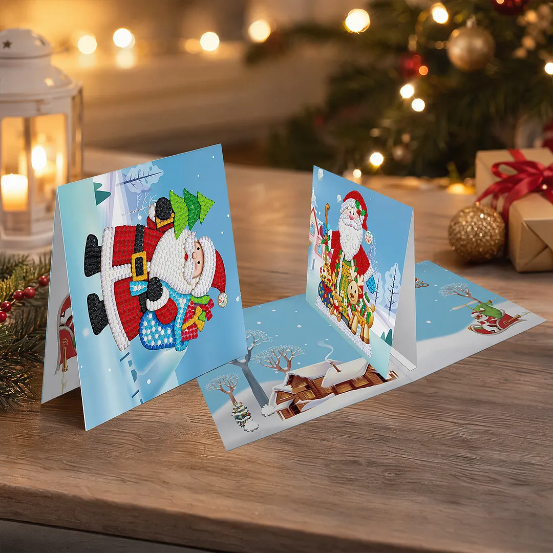 8PCS Merry Chrismas DIY Diamond Painting Greeting Card Kits with Envelopes Diamond Art Greeting Cards Diamond Art Cards Kits for Adults DIY Crafts Family Friend Gifts