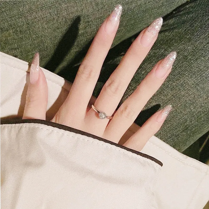 New Full Cover long stiletto nail tips Fashion Japanese Style matte false nails Light Purple Solid Color fake nails with glue 24-Nail Inspo