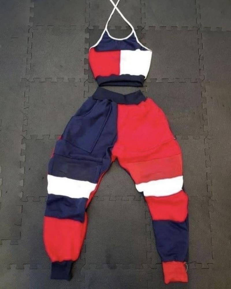 Women's Sporty Patchwork Printed Sets24