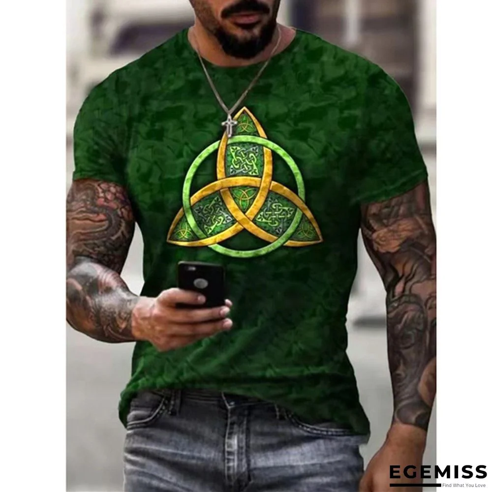 3D Printed Old Large Men's Short Sleeve Ethnic Letter Style T-shirt | EGEMISS