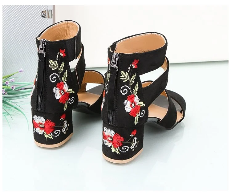 Woman Pumps High Heels Elastic Band Zipper Rubber Open Toe Embroider Dancing Party Wedding Ladies Shoes Zapatos Mujer