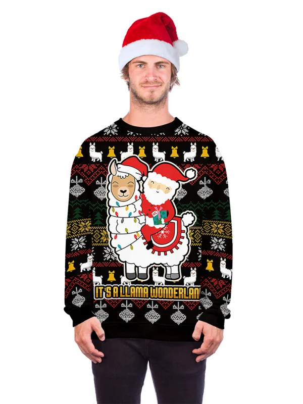 Men's Christmas Casual Round Neck Pullover Sweater Flusfy