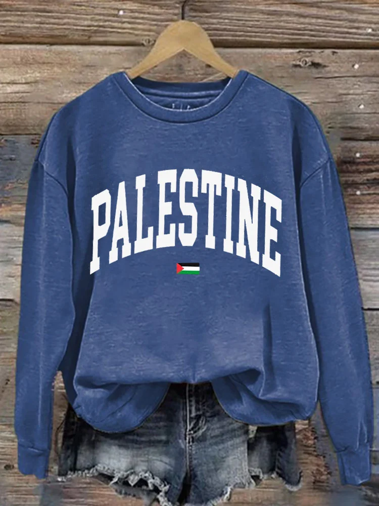 Women's Casual Free Palestine Print Sweatshirt