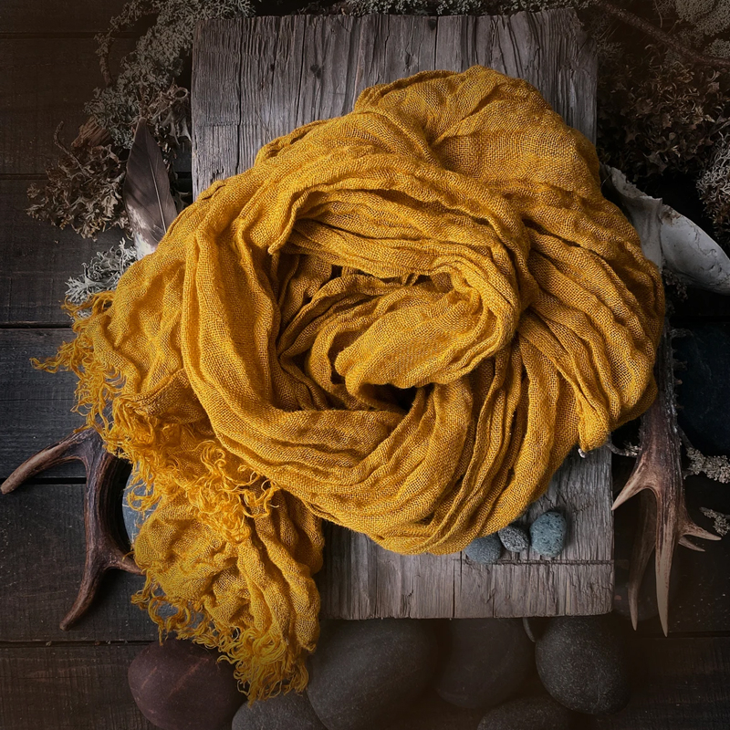 Men's Natural Linen Yellow Scarf